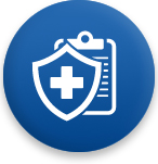 Medical shield and clipboard - Dental and Vision Coverage